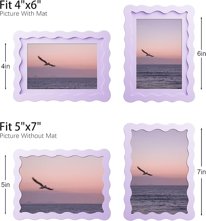5x7 Picture Frame with Mat for 4x6, Wavy Edge Wooden Real Glass Photo Frame for - Image 3