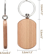 JUXYES 100 PCS Unfinished Wooden Keychain Blanks - Image 2