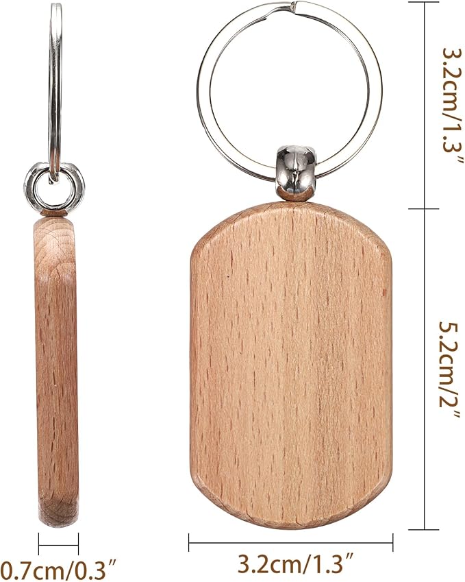 JUXYES 100 PCS Unfinished Wooden Keychain Blanks - Image 2