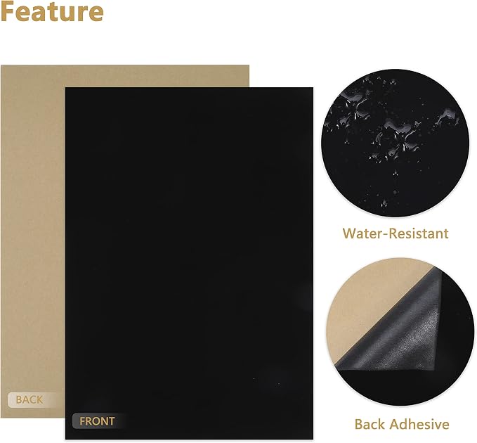 Caydo 12PCS Black Self Adhesive Felt Sheets, Soft Velvet Sticky Back Felt | - Image 3