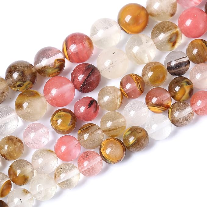 32PCS 12mm Natural Stone Beads Watermelon Tourmaline Gemstone Round Loose - Image 2