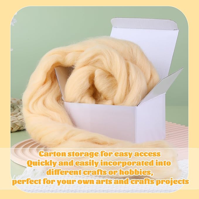 3.53oz Wool Roving, Wool Felting Supplies, Pure Wool, Chunky Yarn, Spinning - Image 9