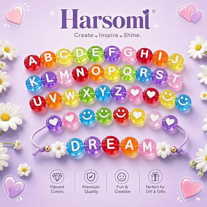 1400 PCS 4x7mm Round Alphabet Letter Beads - Image 4