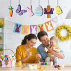 48Pcs Paintable Wooden Easter Ornaments Unfinished Wood Cutouts - Image 3