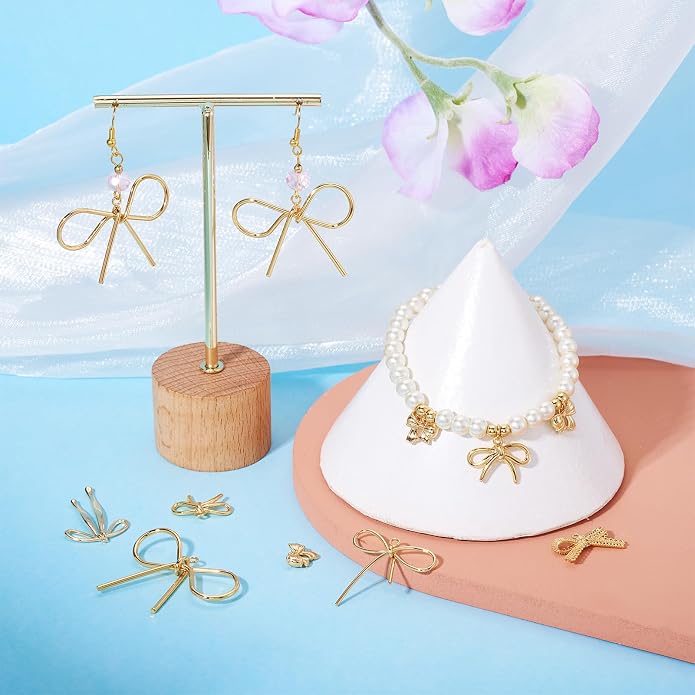 FASHEWELRY Alloy Bowknot Charms Links Golden Bow Tie Connector Charms Metal Bow - Image 2