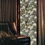 White Magnolia Floral Tree Green Leaf Vintage Stained Glass Window Films - Image 2