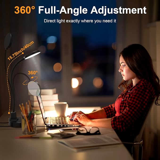 15W LED Desk Lamp with USB Charging Ports, Dimmable Table Lamp with 3 Color - Image 5