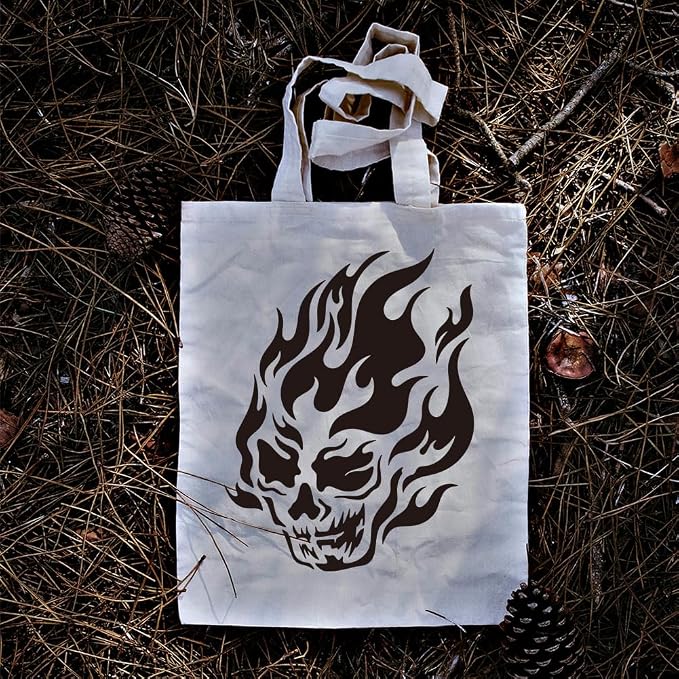 Flame Skull Painting Stencil 11.7 x 8.3 Inch Drawing DIY Craft Reusable Plastic - Image 5