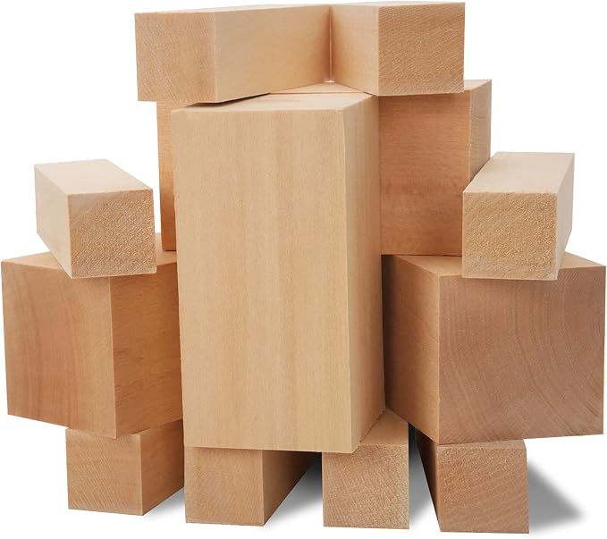 Unfinished Basswood Carving Blocks Kit, 12 Pack Rectangular Wooden Blocks - Image 3