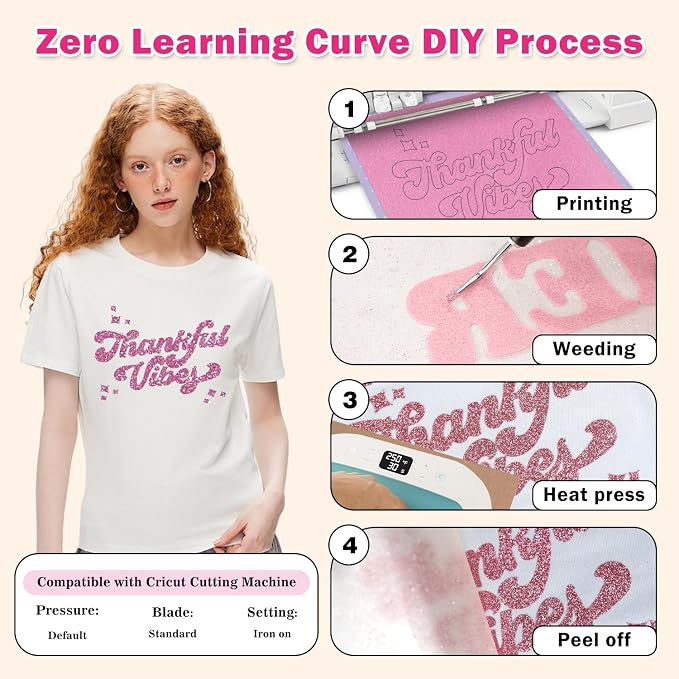 TUMIYA Pink Glitter Heat Transfer Vinyl HTV Roll - Image 4