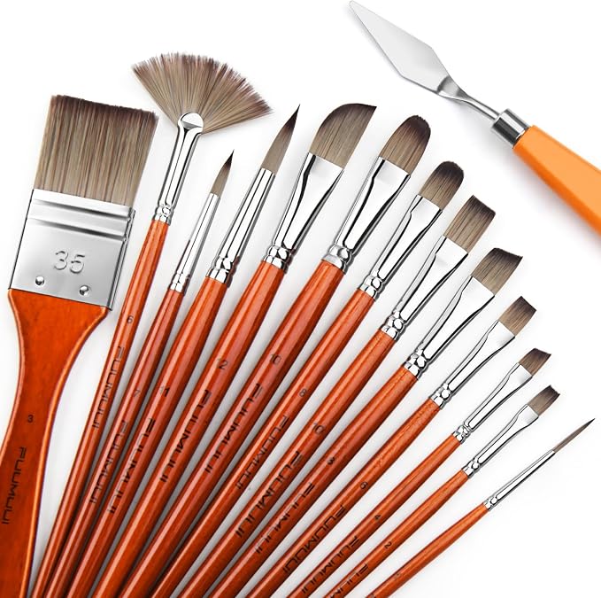 14pcs Acrylic Paint Brushes, Professional Synthetic Bristles Paint Brush Set - Image 2