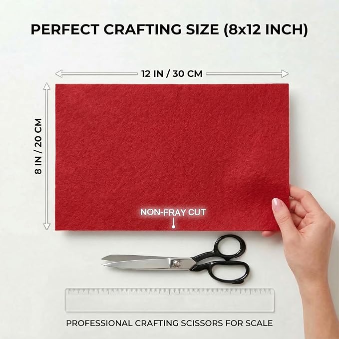 Red Felt Fabric Sheets Stiff 20 Pcs 8" X 12", 1mm Thick Assorted Color Sewing - Image 2