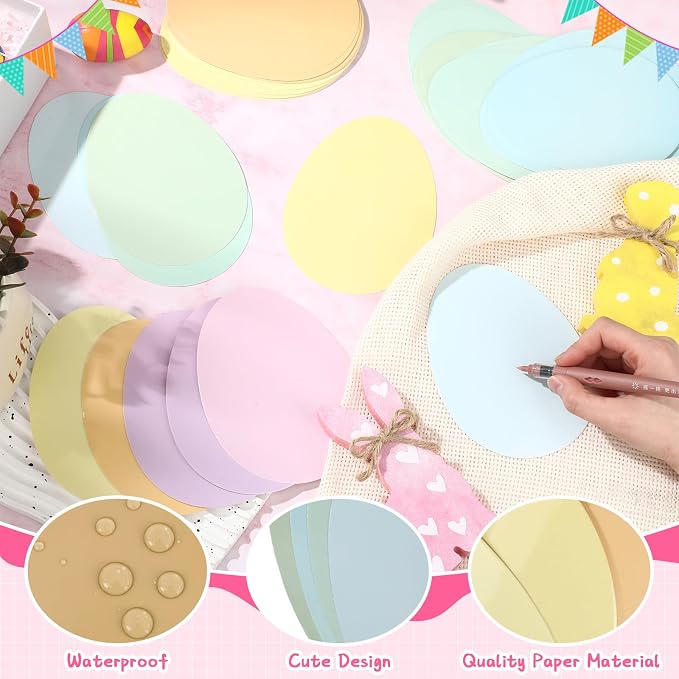 Funrous 80 Pcs Easter Egg Cutouts Pastel Egg Shape Paper Cutouts Easter - Image 5