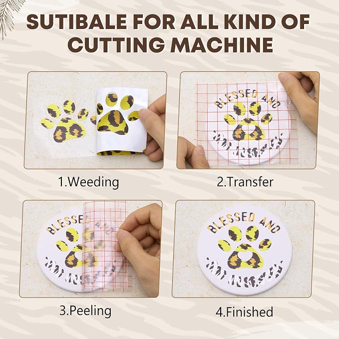Tintnut Yellow Leopard Permanent Vinyl Spots Adhesive Vinyl 8 Pcs 12x10in | - Image 3