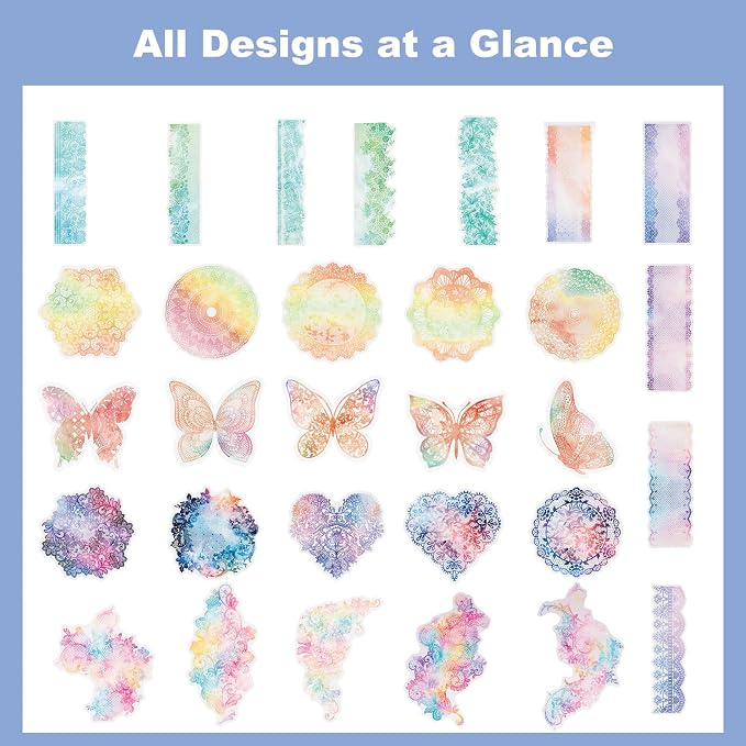 60 PCS Magic Color Boundary Lace Stickers – PET Transparent Dreamy Stickers - Image 5