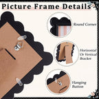 AceOrbit 4x6 Inches Black Flower Wavy Scalloped Picture Frame Cute Wavy Edge - Image 3