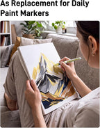 JusArt 3 Gold Acrylic Paint Markers Brush Tip, Water-Based Metallic Markers - Image 8