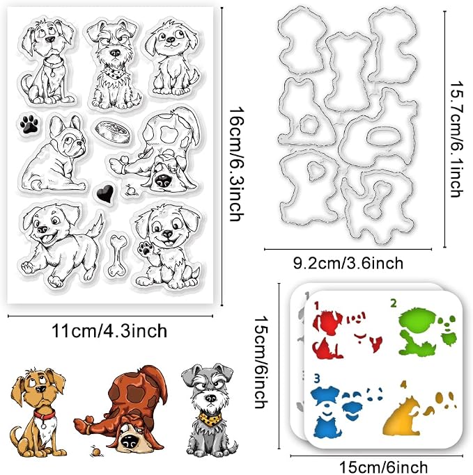Animal Stamps and Dies for Card Making Layered Comic Dog Silicone Clear Stamps - Image 2
