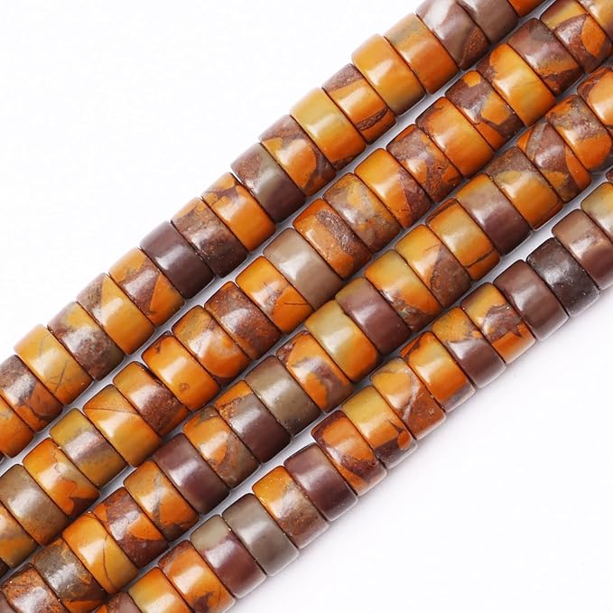 Natural Stone Heishi Beads for Necklace Making, 4 mm x 6 mm Small Flat Round by YUGDRUZY