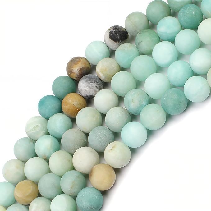 MJDCB Natural Matte Amazonite Round Loose Beads - Image 5
