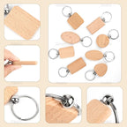 AUEAR, Blank Wooden Key Chain Wood Keychain Key Ring Key Tags Personalized EDC - Image 3