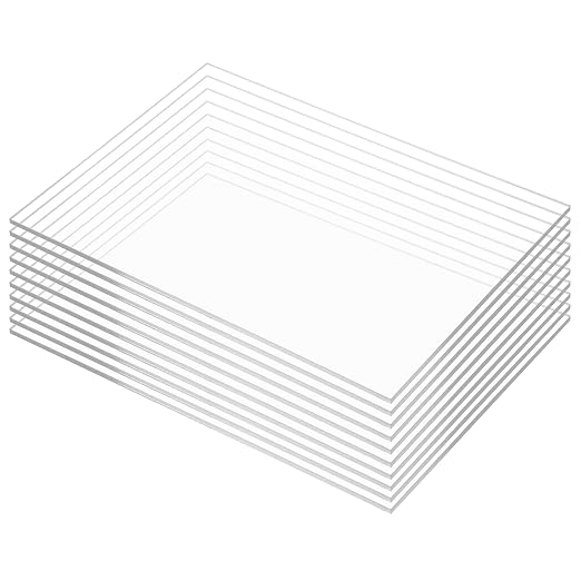 KAITELA Pack of 10 Clear Acrylic Sheet 4" x 6" Cast Plexiglass Panel 1/8" Thick by KAITELA