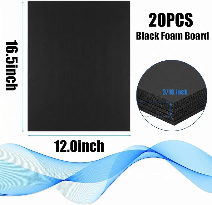 EPHECH 20Pack 12" x 16.5" Black Foam Board - Image 2
