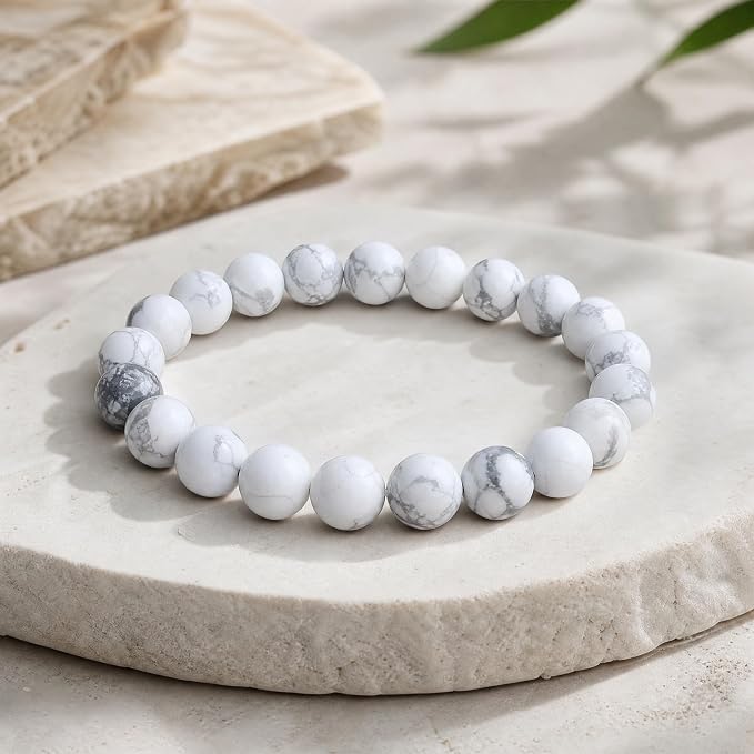 48pcs Natural Matte White Howlite Gemstone Beads，8mm Frosted Round Loose Stone - Image 3