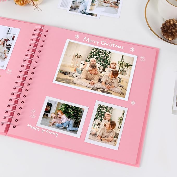 RECUTMS 8x8 Scrapbook DIY Photo Album 60 Pages Kraft Paper Memory Book Pink | - Image 3