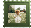 10x10 Picture Frame with Mat for 8x8, Wavy Edge Wooden Real Glass Photo Frame by THKRLOF