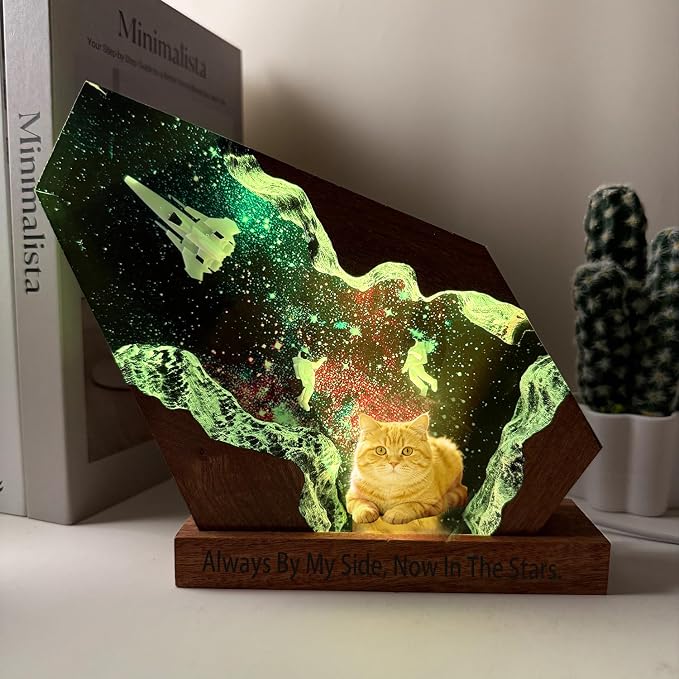 Custom Dog Memorial Gifts, Personalized Space Resin Lamp - Image 6
