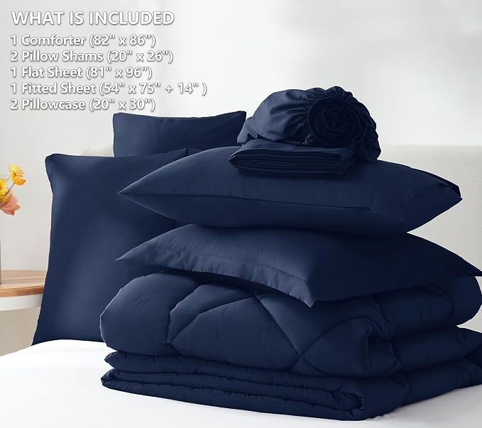 CozyLux Full Size Comforter Sets Navy Blue - Image 6