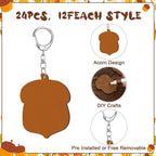 RattanView 24 Pcs Acorn Craft Color Your Own Keychains DIY Craft Wooden Blank - Image 3