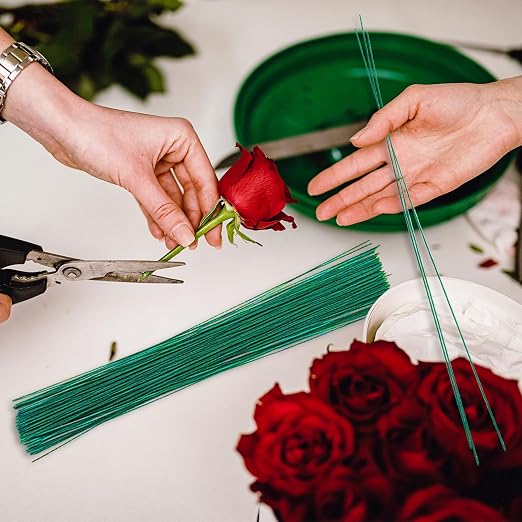 100 Pcs Green Floral Wire Stems, 18 Gauge Green Flower Wires, Artificial Floral - Image 7
