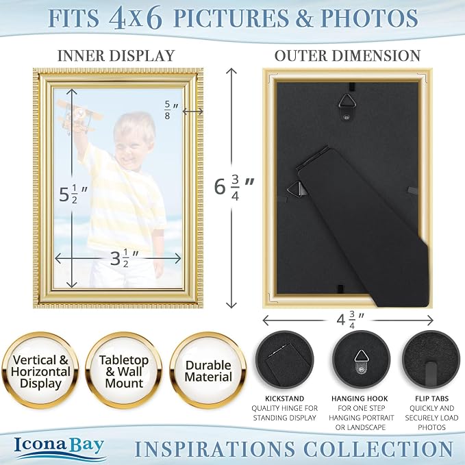 Icona Bay 4x6 Picture Frames, 6 Pack, Contemporary, Inspirations | These Icona - Image 3