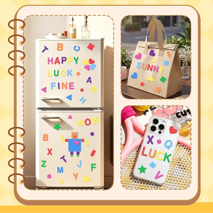 1490Pcs Foam Stickers for Crafts 8Colors Self Adhesive Foam Letter Shape - Image 8