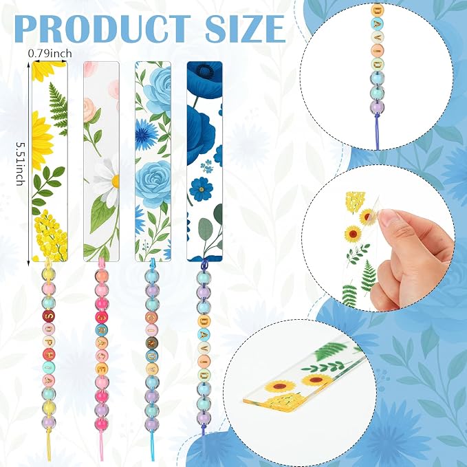 Liliaafar 8 Pcs Back to School Flower DIY Beadable Bookmarks Craft Kit - Image 2