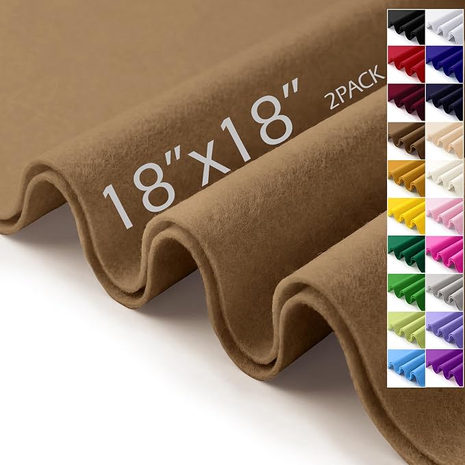 Felt Fabric Sheets 18" x 18" 1.6mm Soft Craft Felt, Light Brown | Soft Precut by AblemeDeco