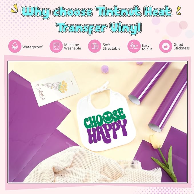 Tintnut Hyacinth Violet Heat Transfer Vinyl, easy cut & weed, stretch washable - Image 3