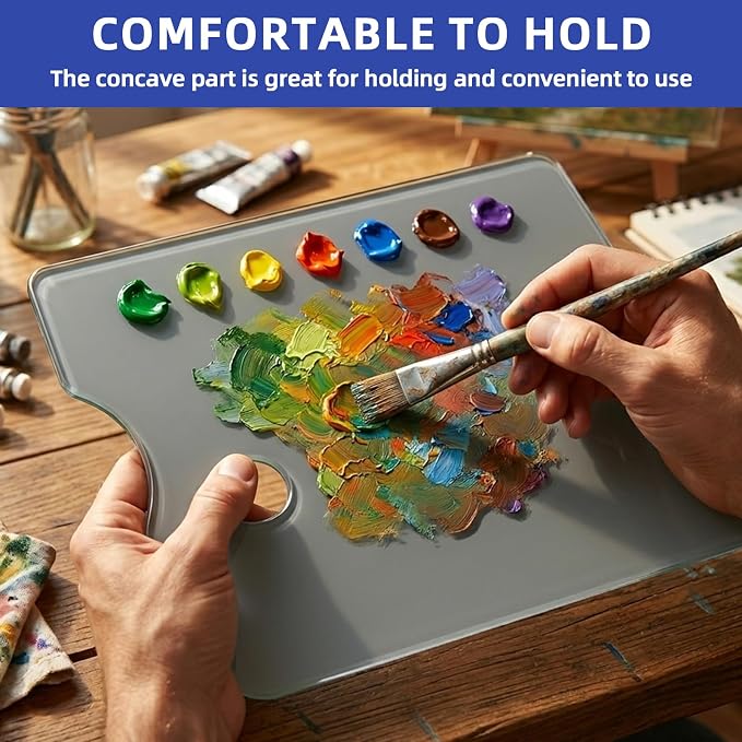 10x14 Inch Natural Grey Tempered Glass Palette, Handy Rectangular Glass Palette - Image 5