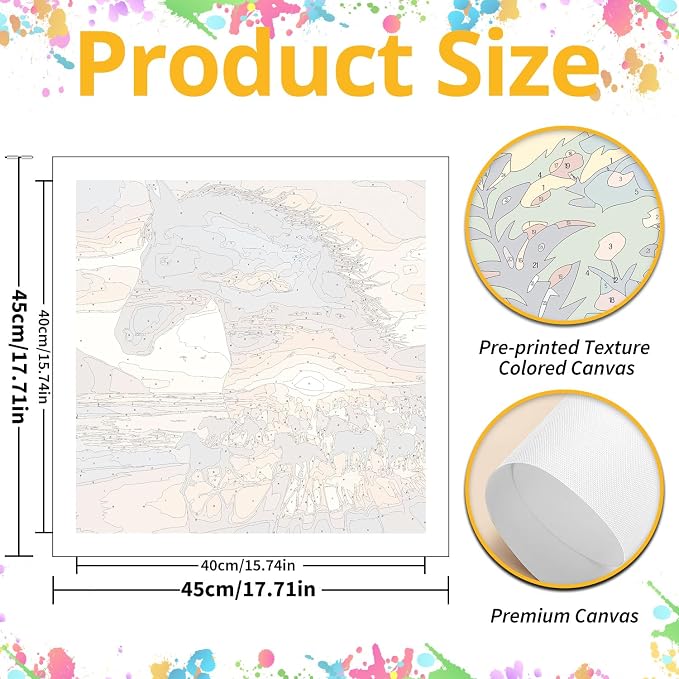 Paint by Numbers for Adult, Horse Paint by Numbers Kit for Adults Beginners - Image 3
