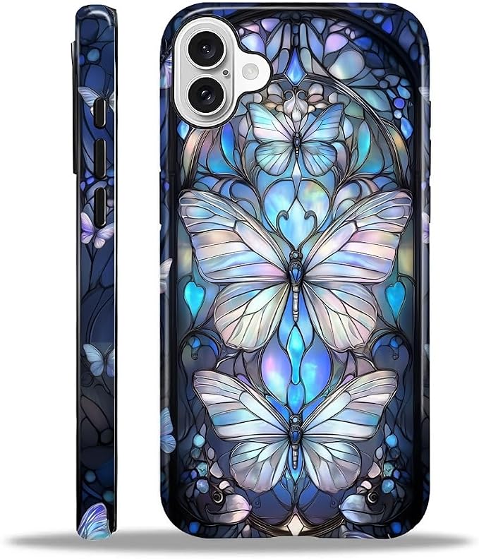 ZHEGAILIAN Case for iPhone 16, Stained Glass Butterfly Aesthetic Durable by Home