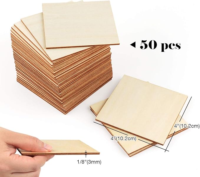ilauke Wood Squares 4x4 Inch, Laser Cutting, Wood Burning, Scrabble Tiles - Image 4