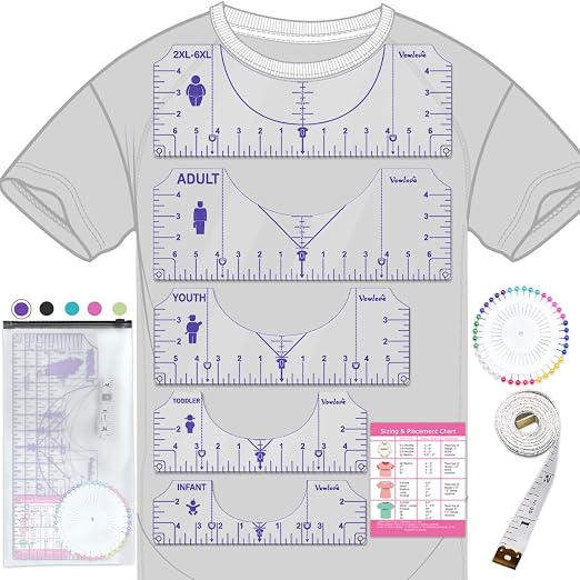 Vowlove Tshirt Ruler Guide for Vinyl Alignment, T Shirt Ruler to Center Designs by Vowlove