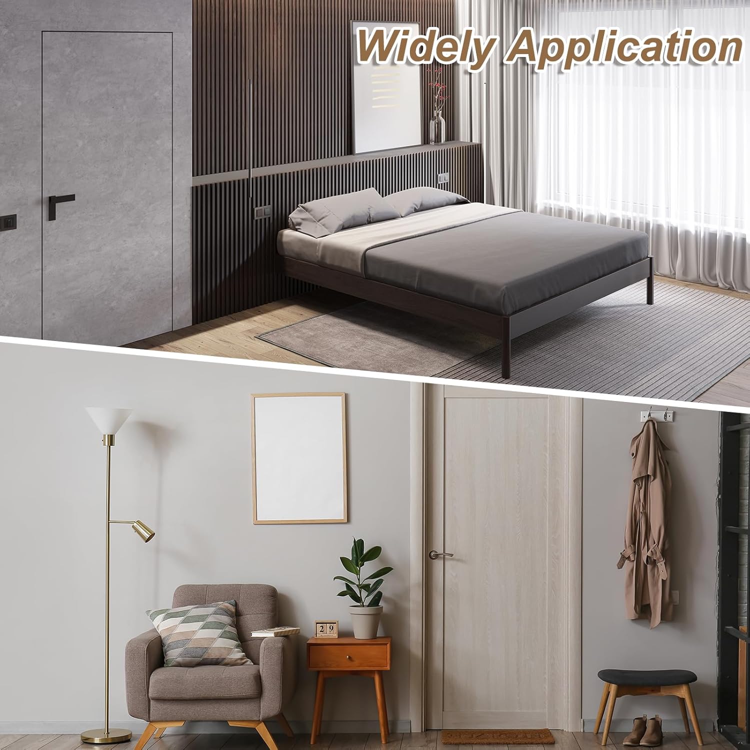 uxcell 4Pcs Magnetic Door Stopper, 304 Stainless Steel Magnetic Door Stop Catch, Soft-Catch Brushed Nickel Hold Door Open Wall Mount for Bottom of Door, Silver