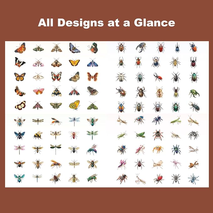 100PCS Insect Specimen PET Stickers – Bug-Themed Waterproof Decals Featuring - Image 5