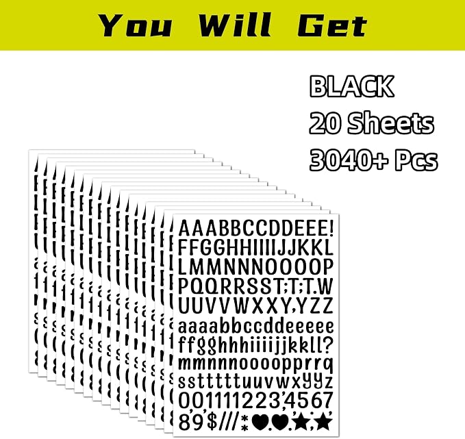 3040Pcs 20 Sheets Small Letter Number Stickers, 0.5inch Colorful Self-Adhesive - Image 3