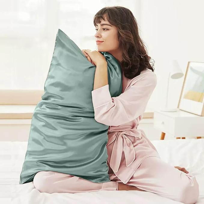 Teal Silk Pillow Cases Queen Made in USA, 100% Mulberry Silk Pillowcase - Image 2