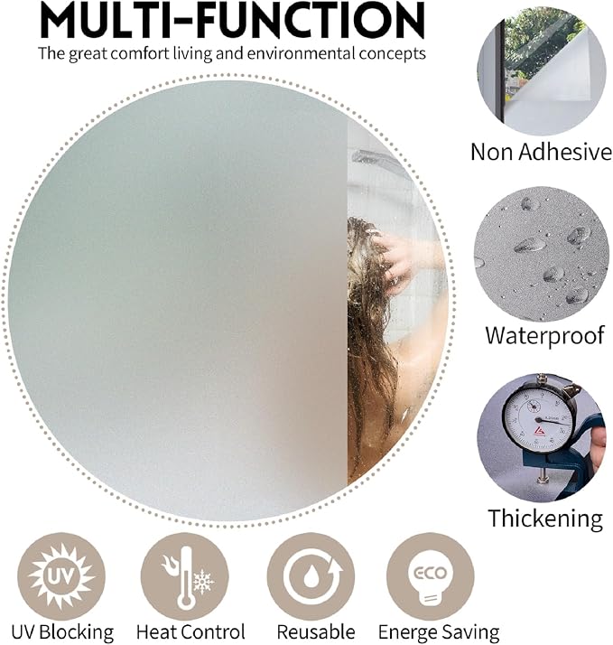 KESPEN Frosted Window Privacy Film Heat Control UV Sun Blocking Glass Stickers - Image 2
