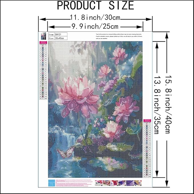 SHICERNHJ 5D Diamond Art Kits for Adults, Lotus Flower Diamond Painting Kits - Image 5